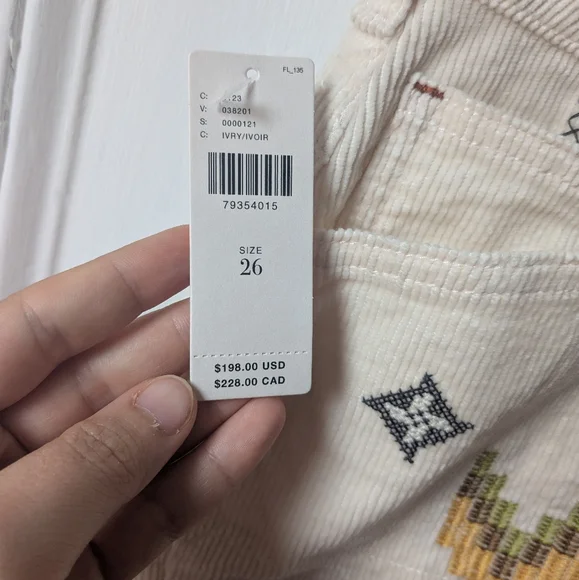 NWT Anthropologie Pilcro Corduroy Embroidered Pants - Size 26 - Picture 5 of 10